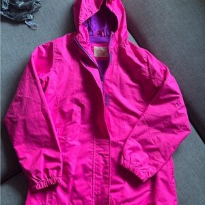 Vibrant Pink Hooded Rain Jacket